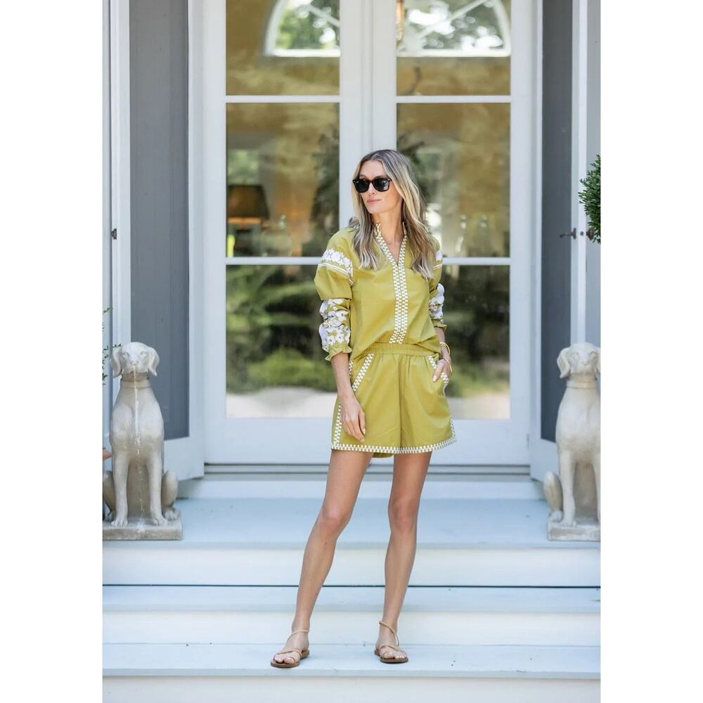 Olive Green Embroidered Women’s Shorts - Stylish Summer Essential